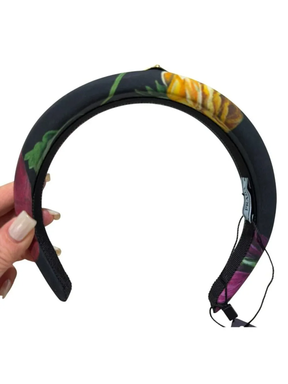 Prada $550 Floral Black Headband  New With Box